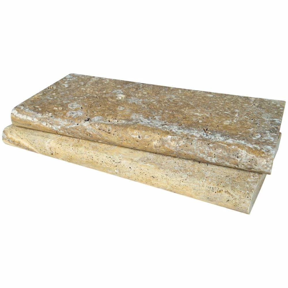 MSI 12 in. x 24 in. x 2 in. Tuscany Scabas Gold Brushed Travertine Pool Coping (2 sq. ft.) - Image 3