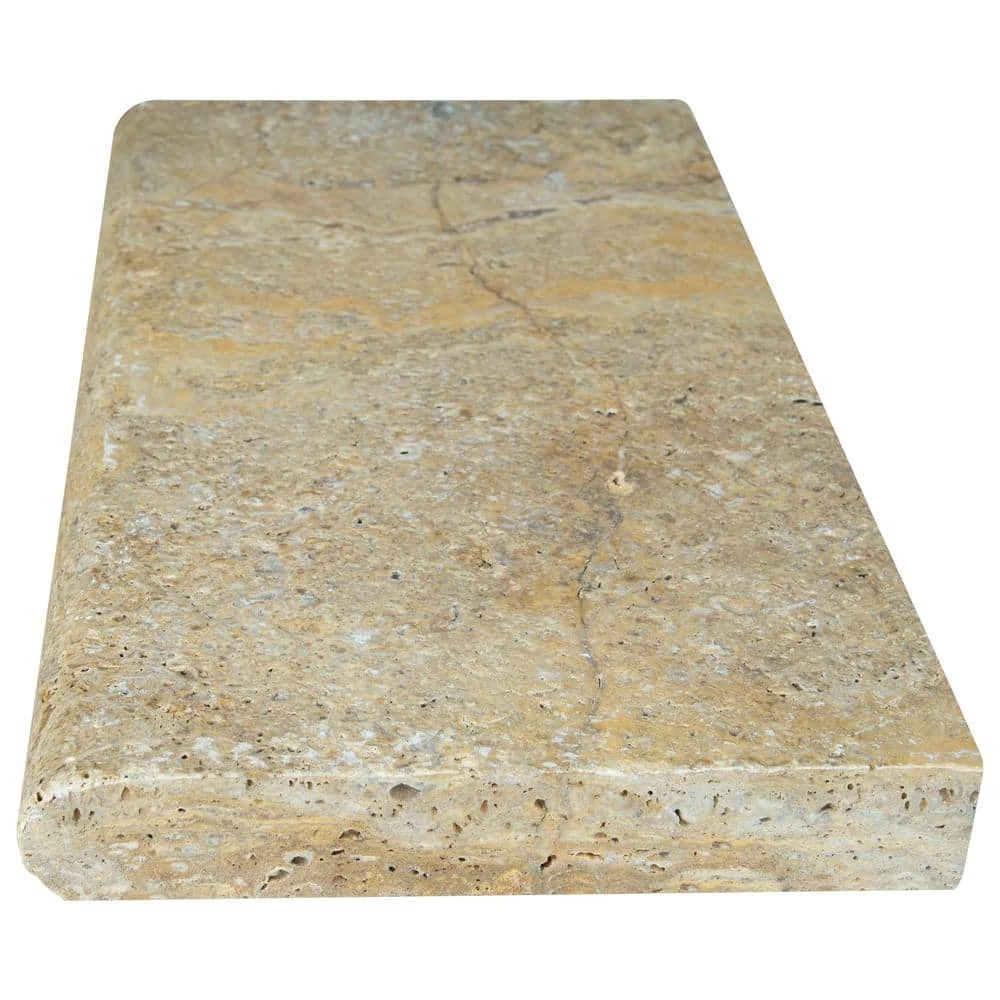 MSI 12 in. x 24 in. x 2 in. Tuscany Scabas Gold Brushed Travertine Pool Coping (2 sq. ft.) - Image 4